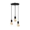 Calex | Ciondolo retrò | Piastra da soffitto Ø400mm | Nero | Presa 3xE27 | Cavo 2M Calex | Ciondolo retrò | Piastra da soffitto Ø400mm | Nero | Presa 3xE27 | Cavo 2M