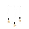 Calex | Ciondolo retrò | Piastra da soffitto rettangolare 10x70cm | Nero | Presa 3xE27 | Cavo 2M