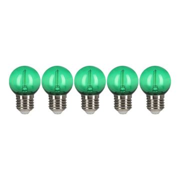 Bailey 5x lampadina a sfera verde | filamento LED 0,6W | Attacco grande E27 plastica