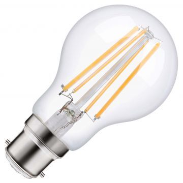 Lighto | Filamento LED | Attacco a baionetta B22d | Lampada standard | Trasparente | 60mm | 8W