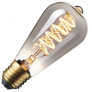 Calex | Filamento LED | Lampadina grande E27 | Lampada Edison | Vetro fumè | 64mm | 4W