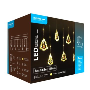 Modee | Kerstverlichting LED lichtsnoer | 3m | 110 Lichtpunten met 8 Lichtstanden | IP44 | Warm Wit Licht